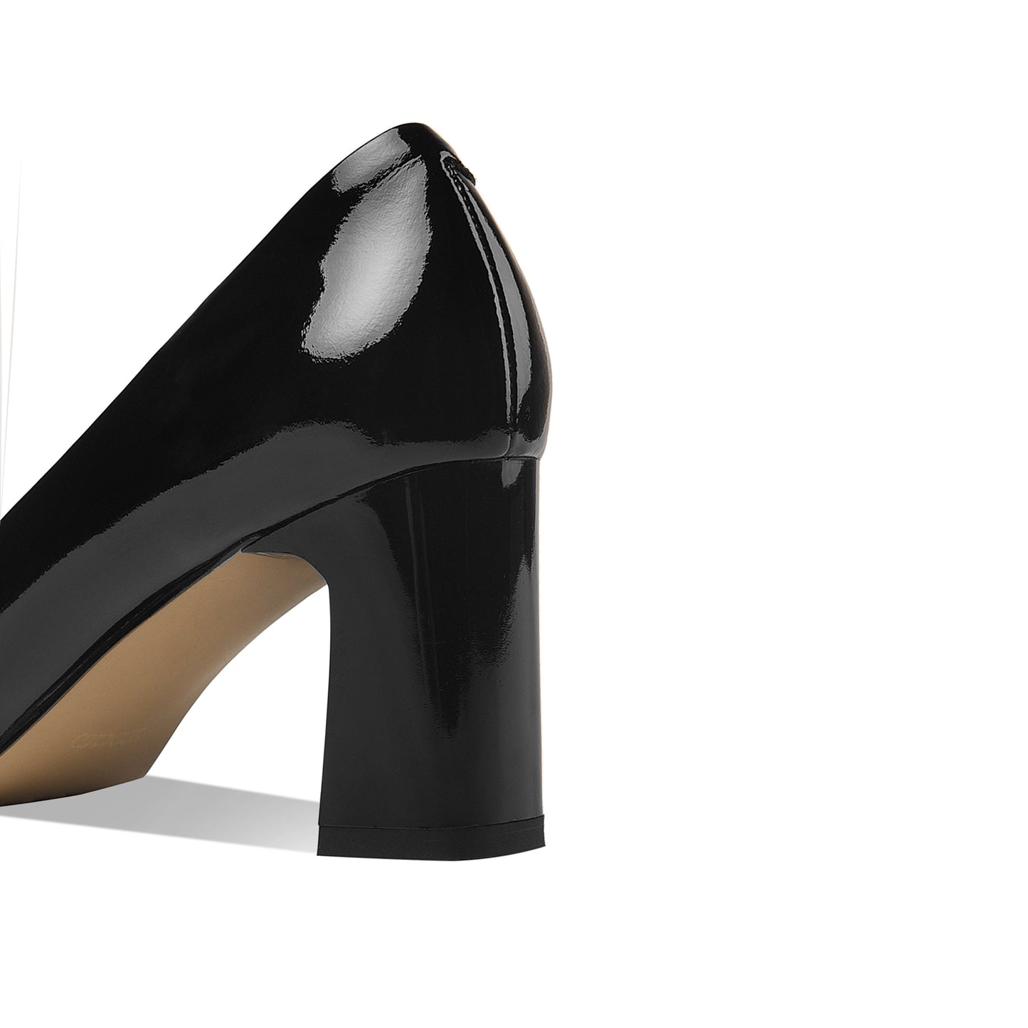 Women's Patent Leather Pointed Toe Block Heel Pump for Office Work