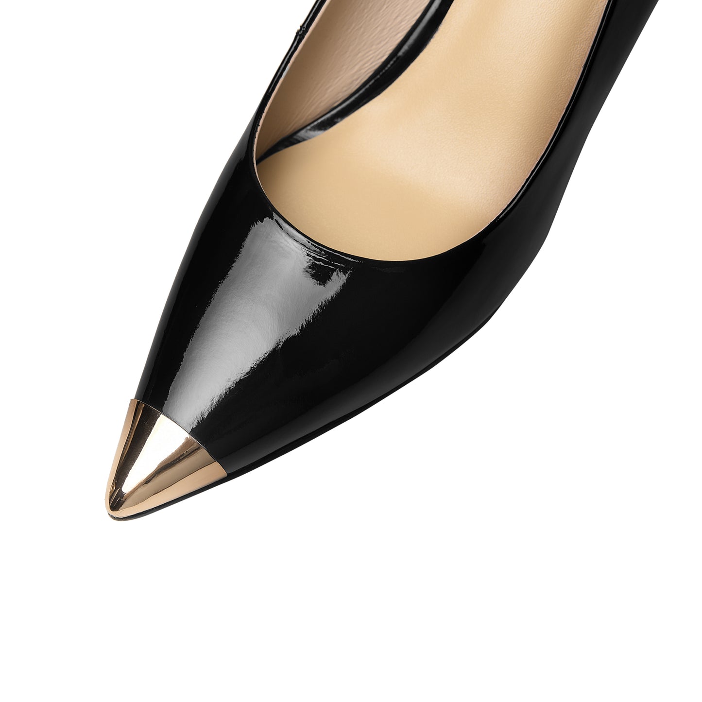 Women's Patent Leather Pointed Toe Block Heel Pump for Office Work