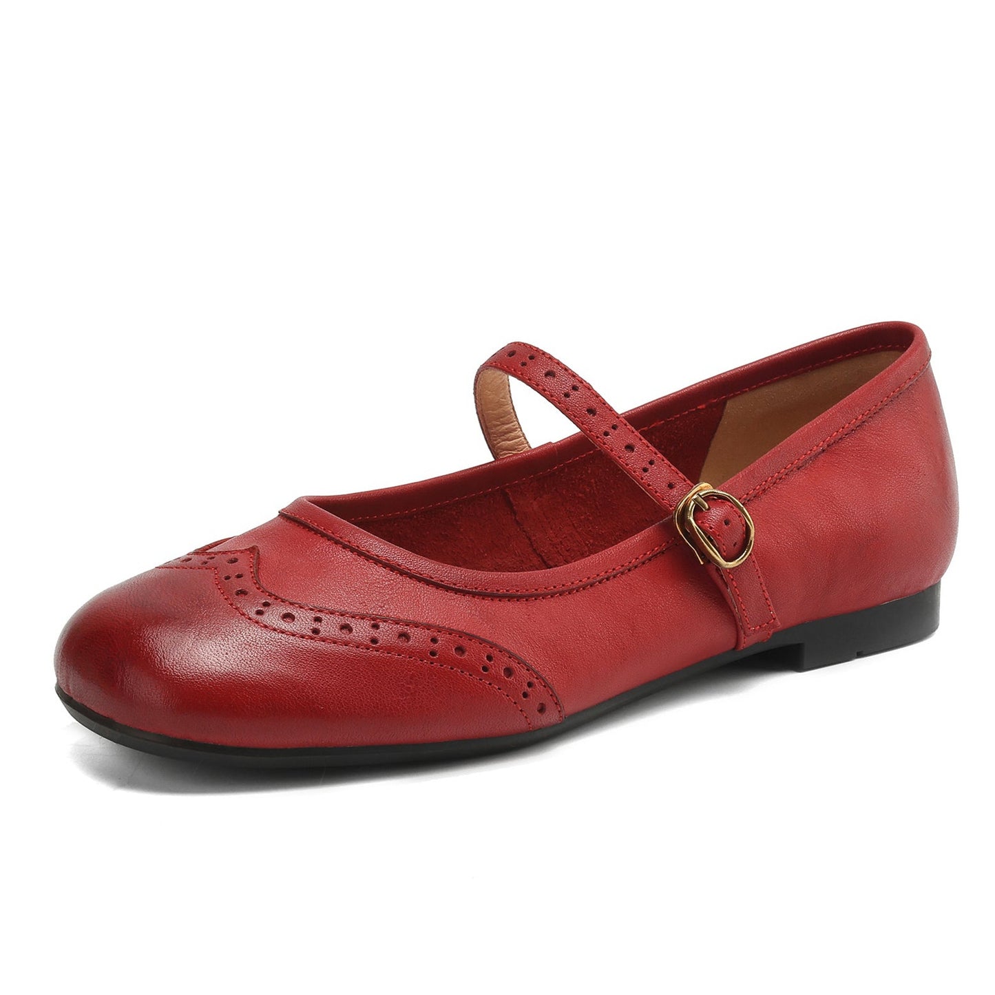 Women's Vintage Ballet Brogues Mary Jane Shoes Flat Leather - RetroStep