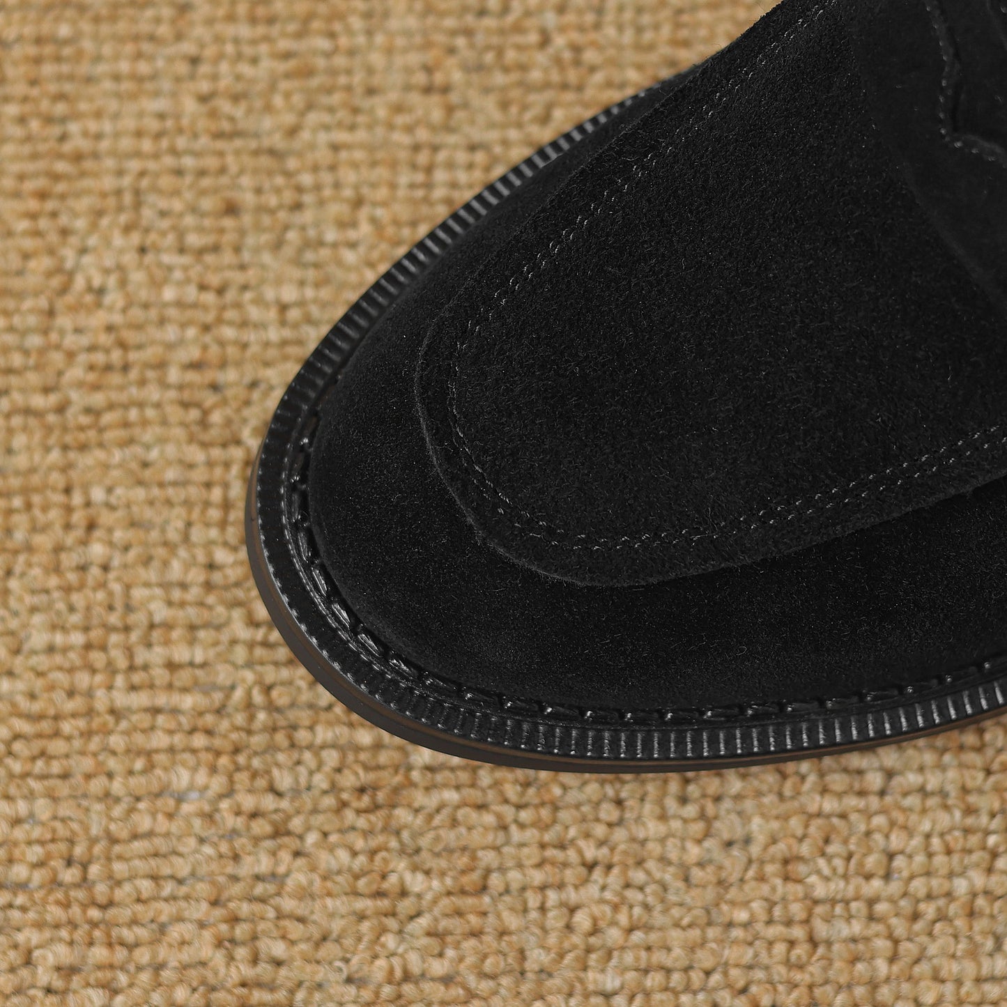 Women's Suede Handmade Block Low Heeled Penny Loafers