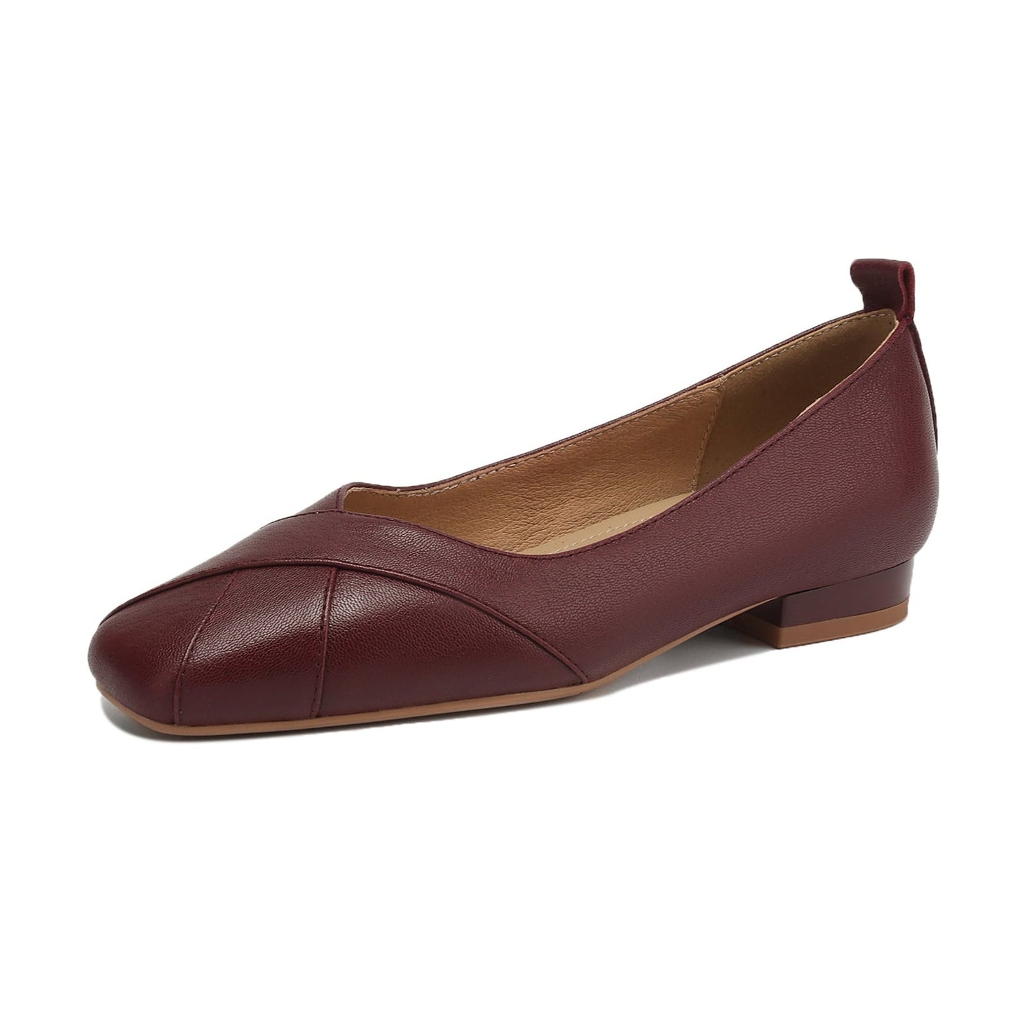 Handmade Customized Leather Square Toe Comfortable Ballet Flats Women's Shoes