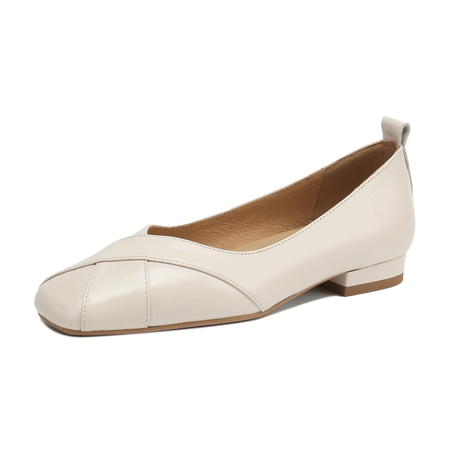Handmade Customized Leather Square Toe Comfortable Ballet Flats Women's Shoes