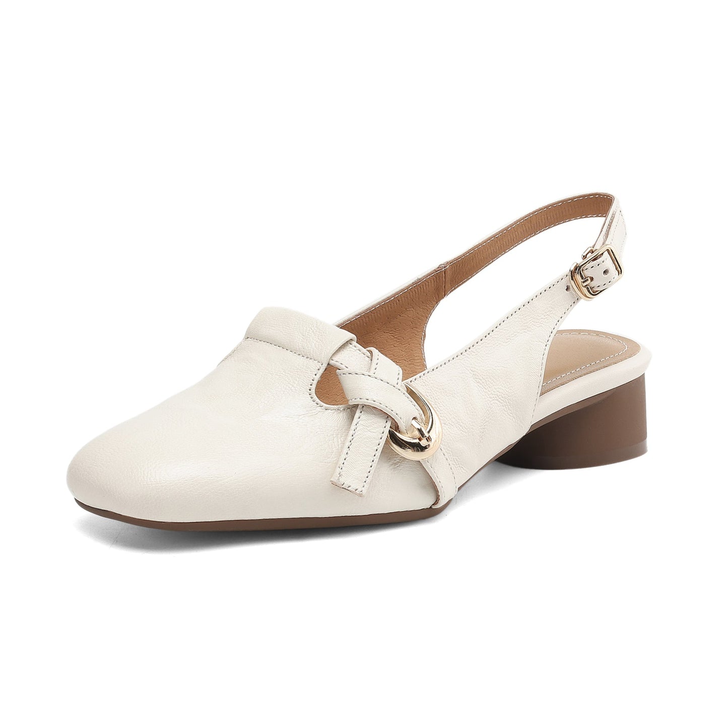 Women's Round Toe Closed Toe Slingback Sheepskin Chunky Heel Sandals