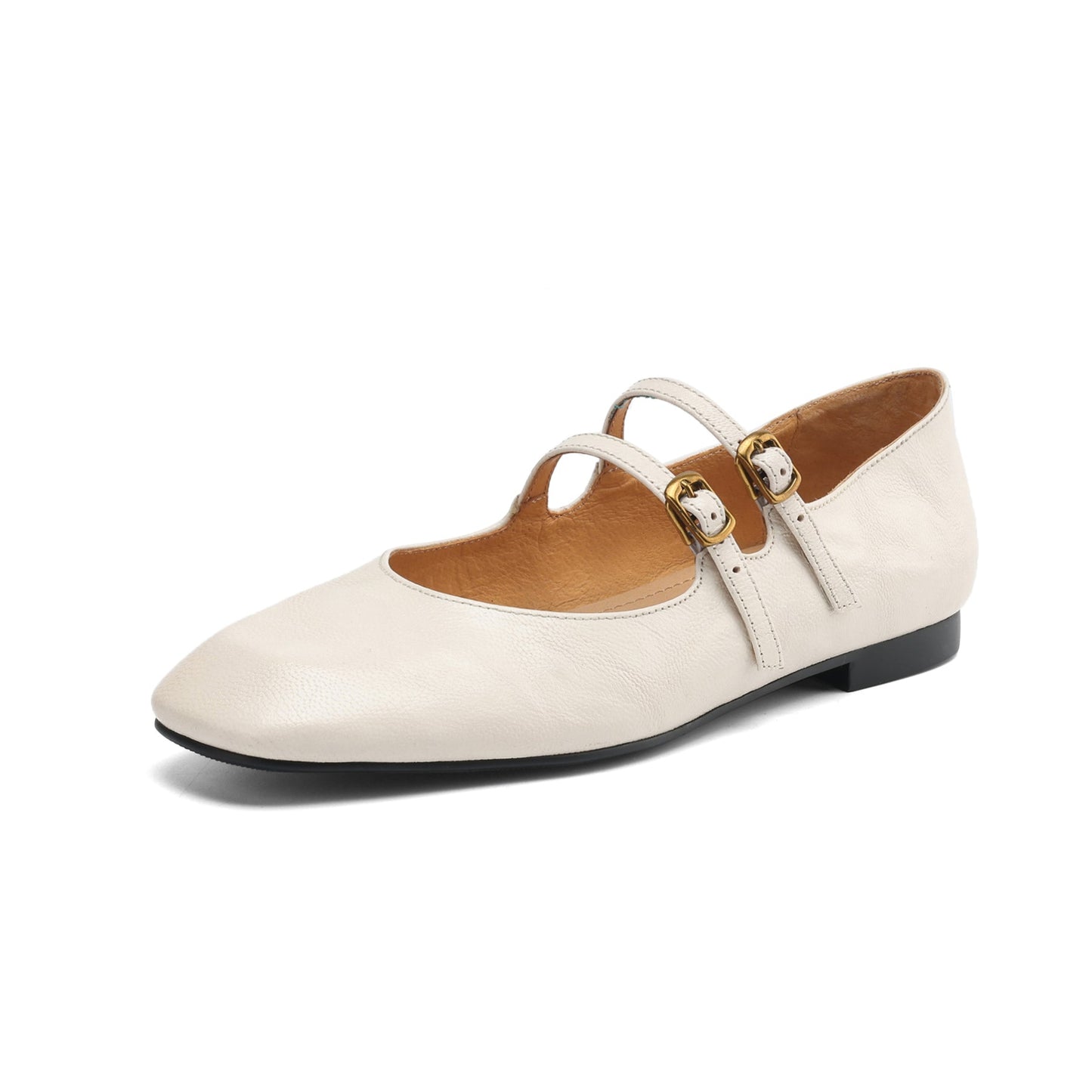 Womens Vintage Handmade Double Buckle Ballet Mary Jane Shoes