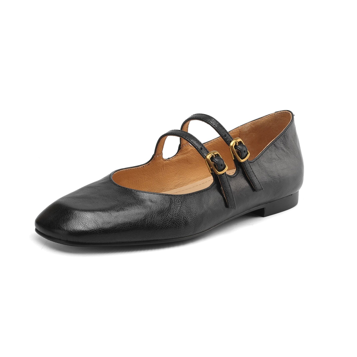 Womens Vintage Handmade Double Buckle Ballet Mary Jane Shoes