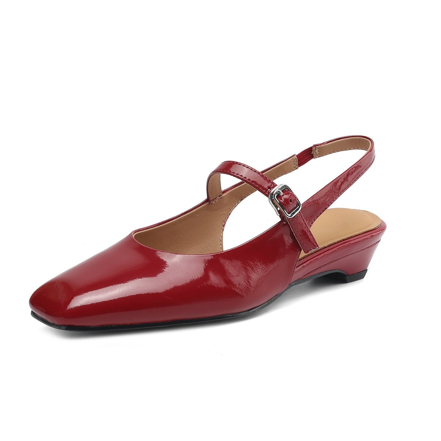 Women's Stylish Square Toe Summer Slingback Low Heeled Sandals