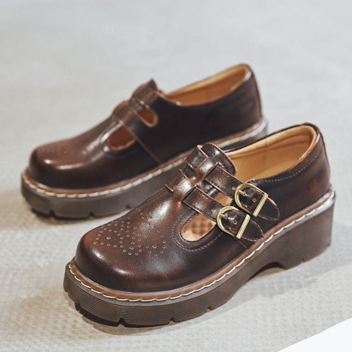 Womens Platform Japanese Retro Mary Janes Heels Shoes - RetroStep