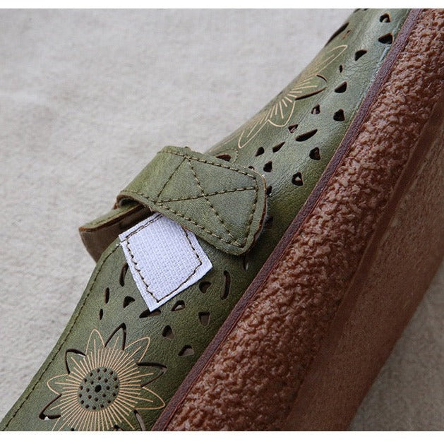 Womens Vintage Literary Style Flower Petal Hollow Shape Handmade Sandals