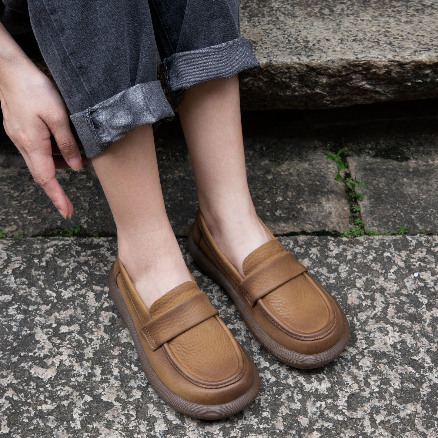 Women's Handmade Leather Vintage Loafers