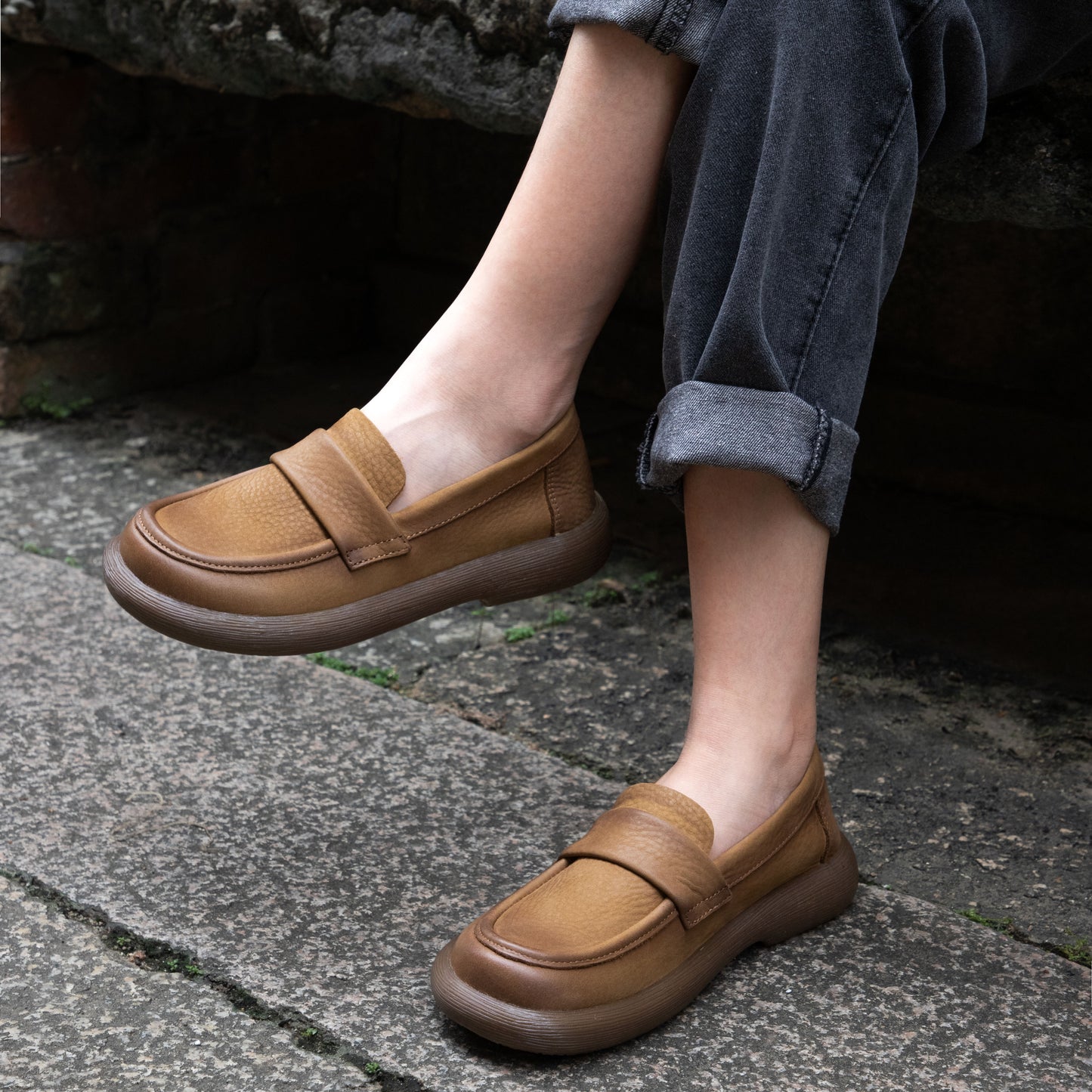 Women's Handmade Leather Vintage Loafers