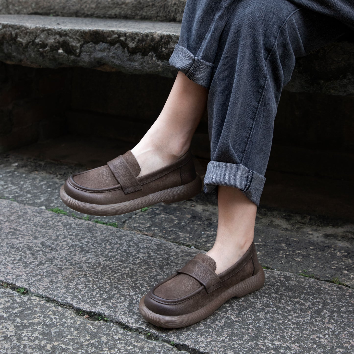 Women's Handmade Leather Vintage Loafers