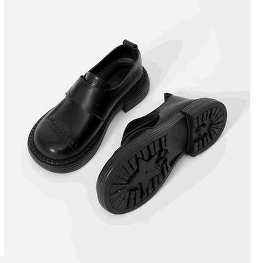 Women's Casual Non-slip Round Toe Flat Velcro Soft Leather Loafers