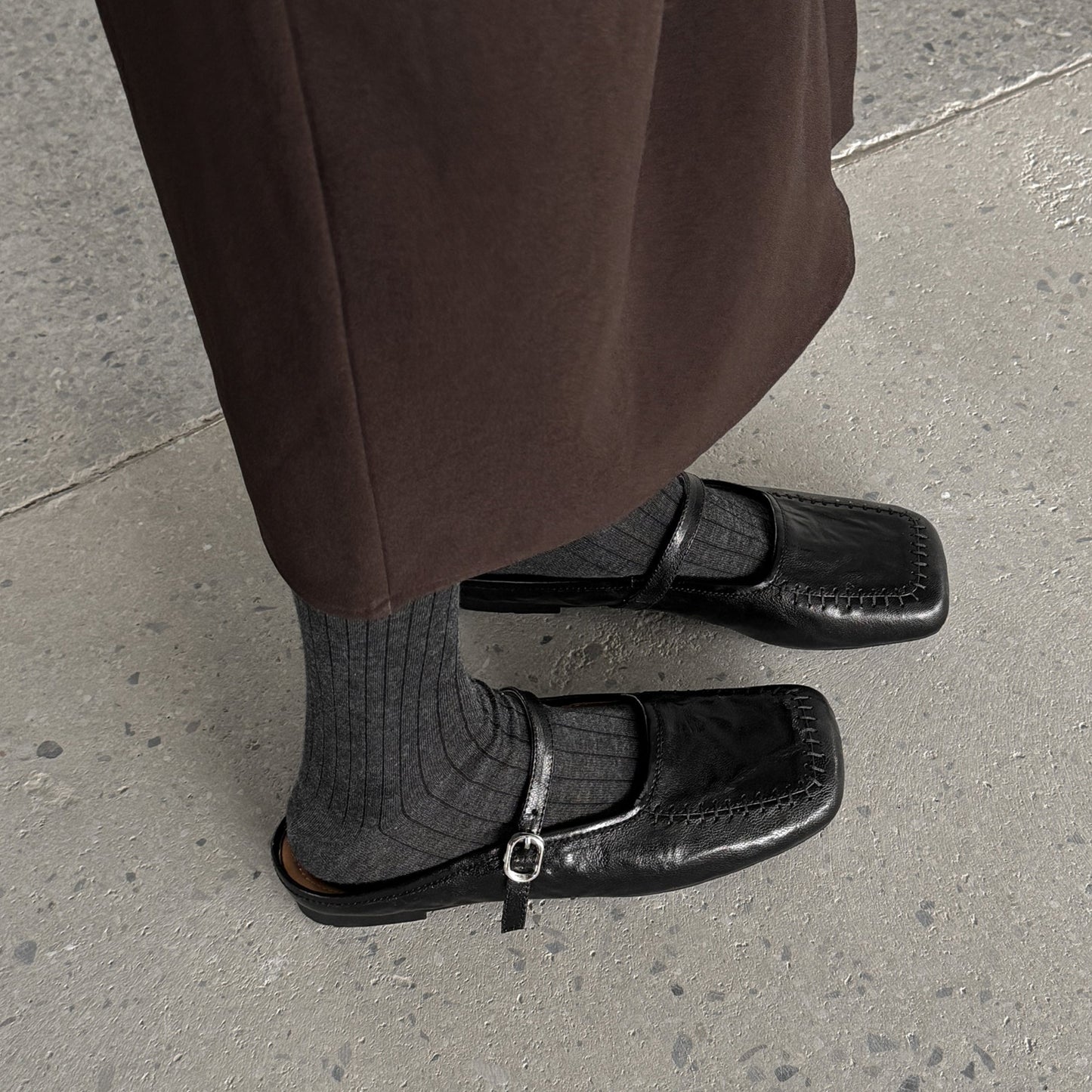 Women's Handmade Stylish Slip-on Square Toe Buckle Flat Mule Shoes