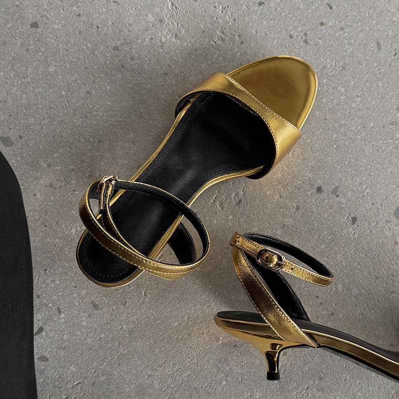 Women's Handmade Stylish Open Toe Kitten Heel Low Heeled Sandals