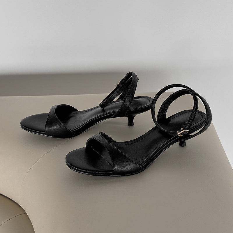 Women's Handmade Stylish Open Toe Kitten Heel Low Heeled Sandals