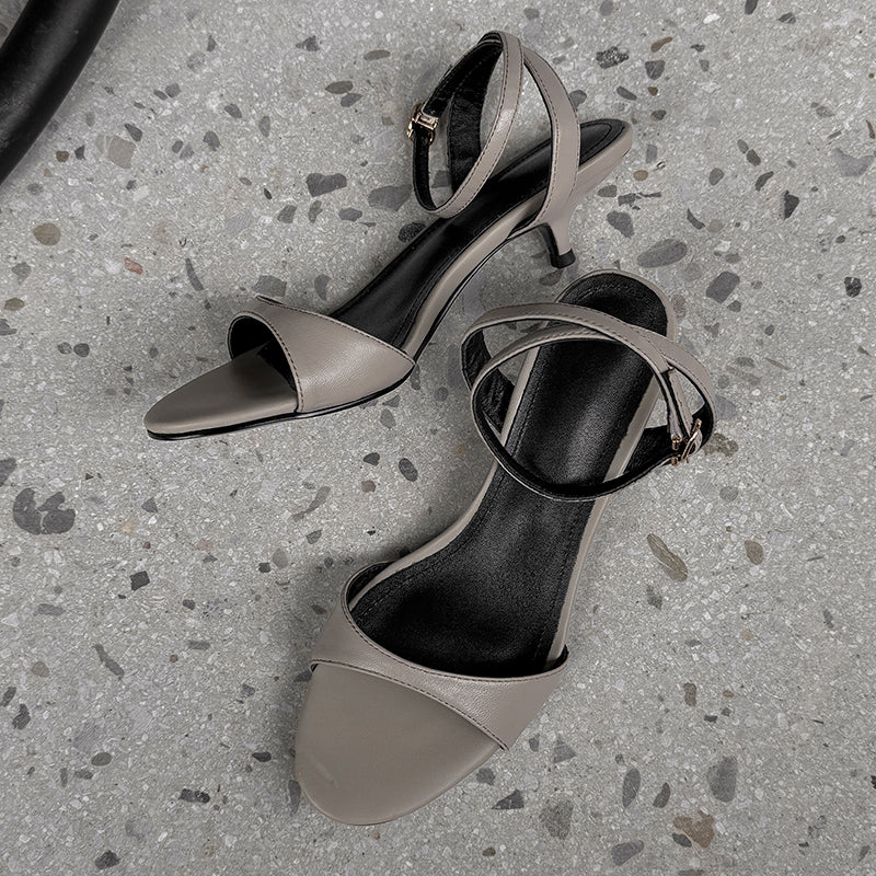 Women's Handmade Stylish Open Toe Kitten Heel Low Heeled Sandals