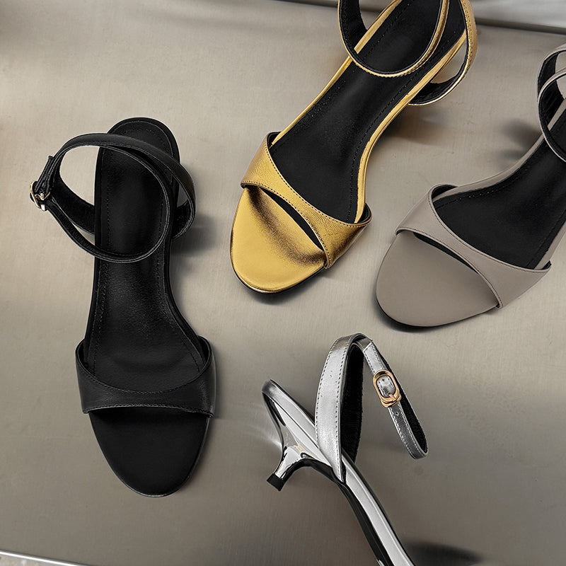 Women's Handmade Stylish Open Toe Kitten Heel Low Heeled Sandals