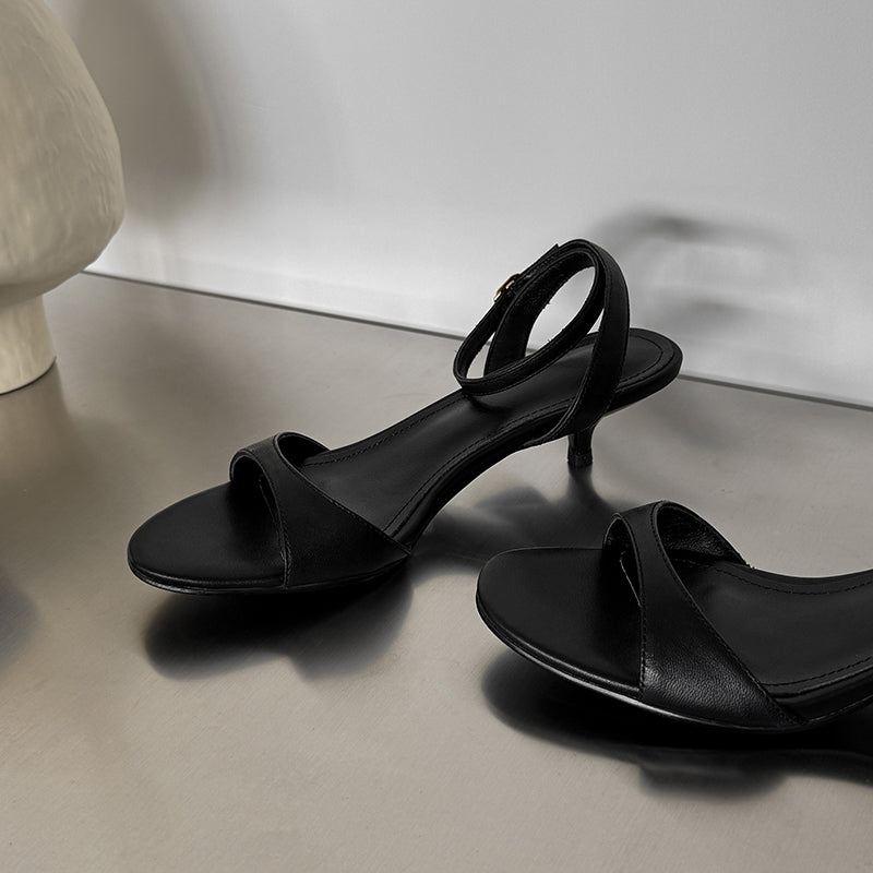 Women's Handmade Stylish Open Toe Kitten Heel Low Heeled Sandals