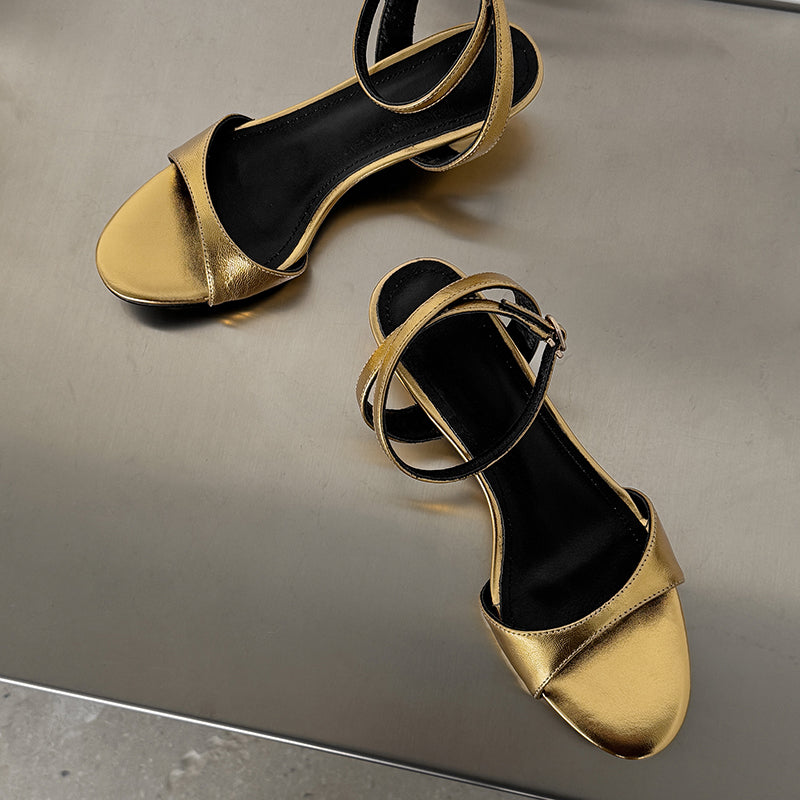 Women's Handmade Stylish Open Toe Kitten Heel Low Heeled Sandals