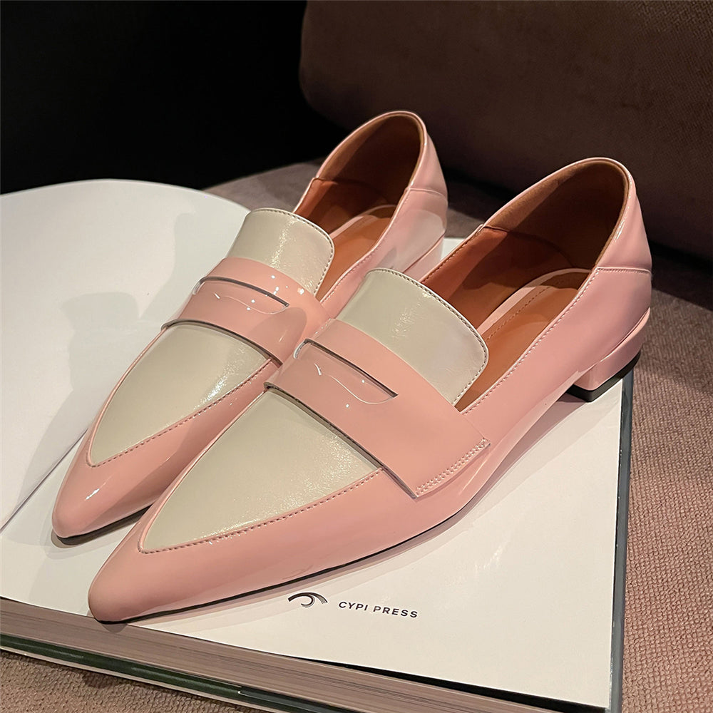 Women's Handmade Pointed Toe Stylish Comfort Leather Loafers Flats