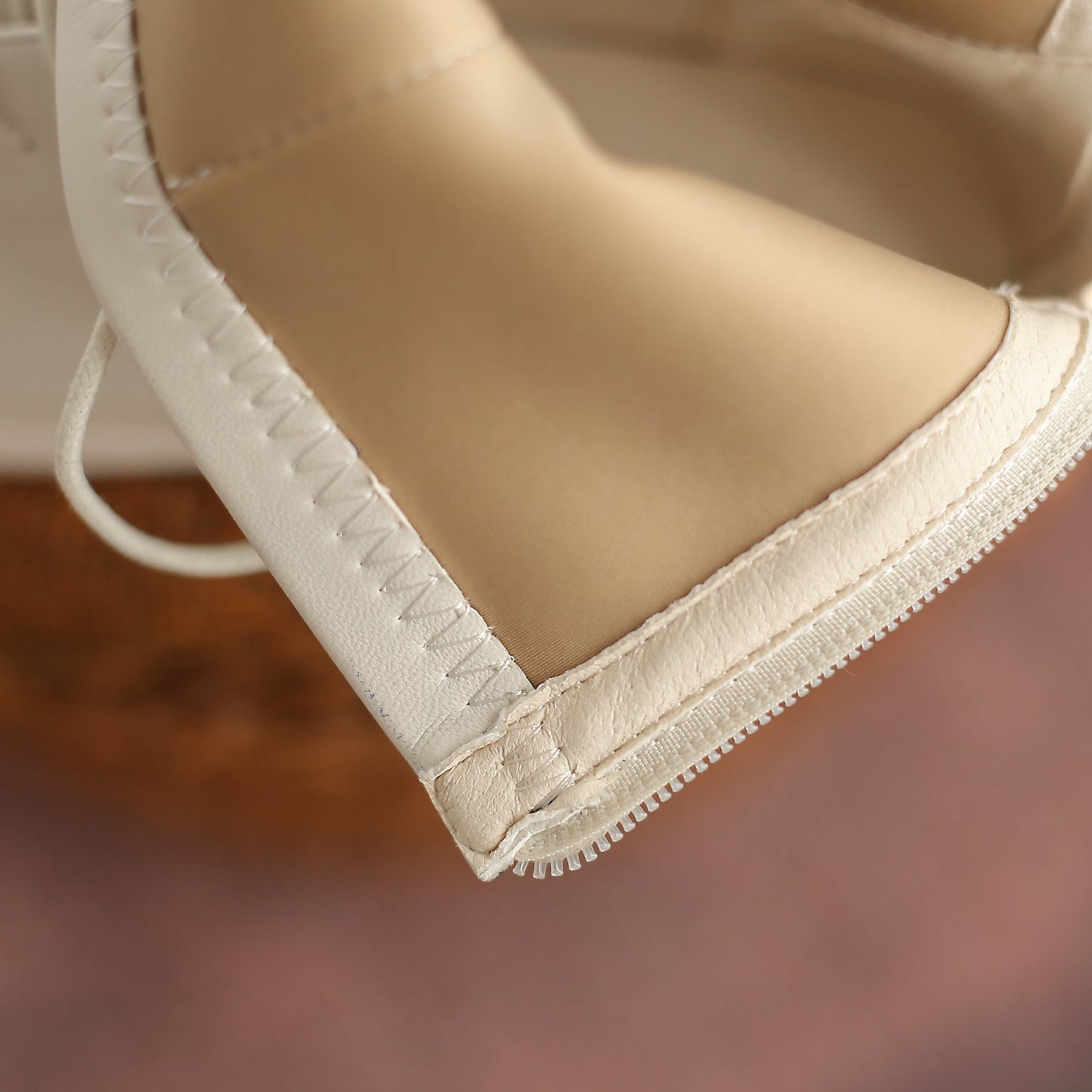 Women's Leather Ankle Boots Round Toe Lace-up Zipper Stretch Combat Flat Booties