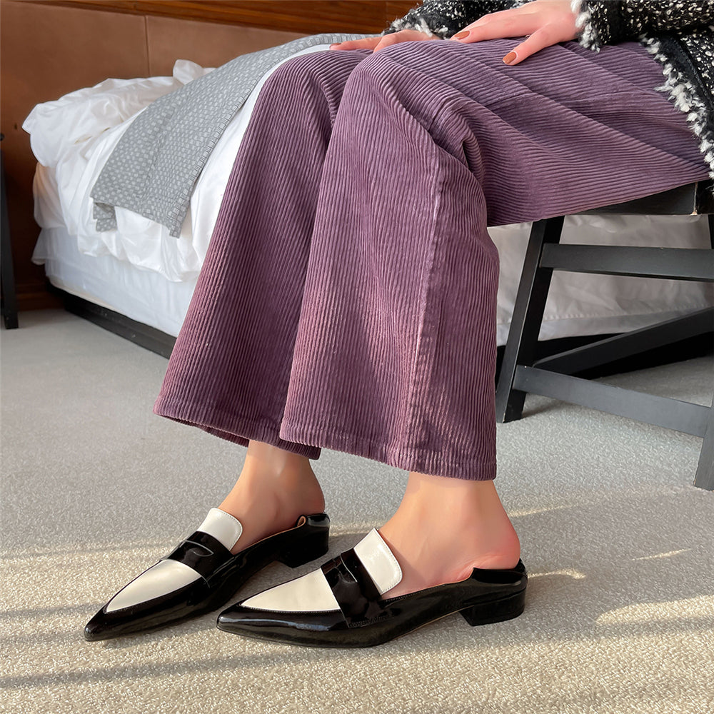 Women's Handmade Pointed Toe Stylish Comfort Leather Loafers Flats