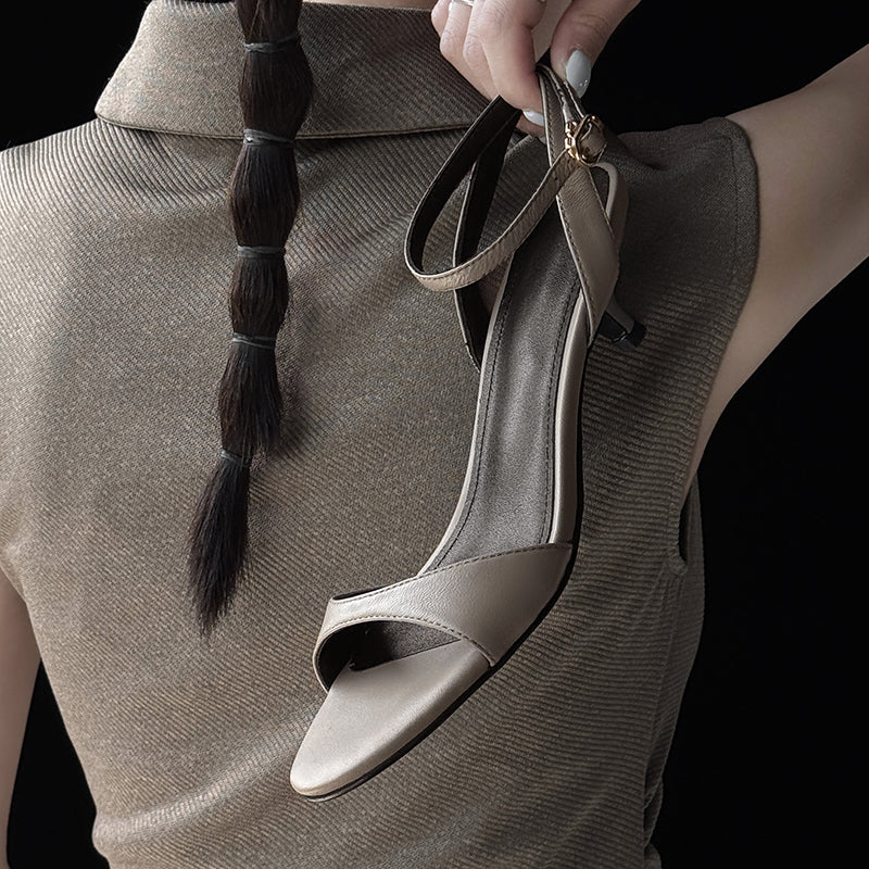 Women's Handmade Stylish Open Toe Kitten Heel Low Heeled Sandals