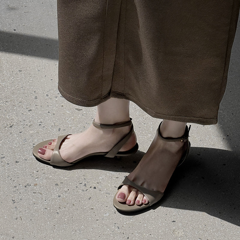 Women's Handmade Stylish Open Toe Kitten Heel Low Heeled Sandals