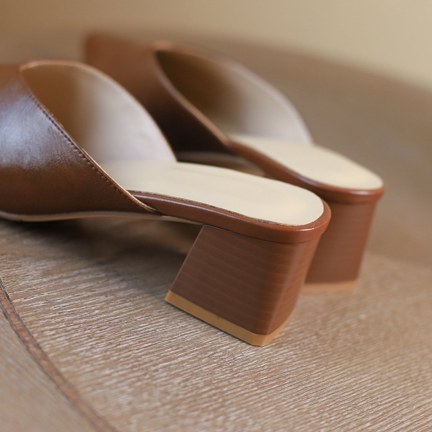 Women's Closed Toe Mid-Heel Block V Mule Shoes