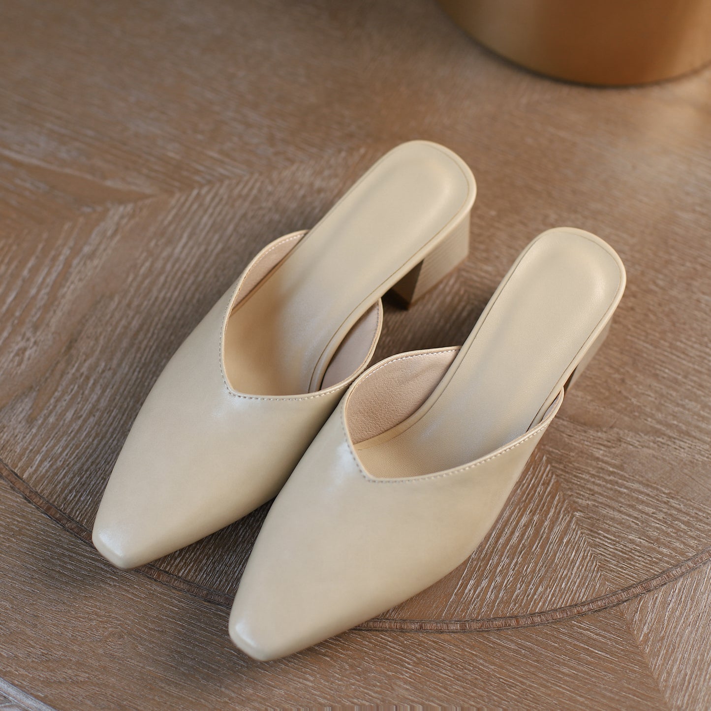 Women's Closed Toe Mid-Heel Block V Mule Shoes