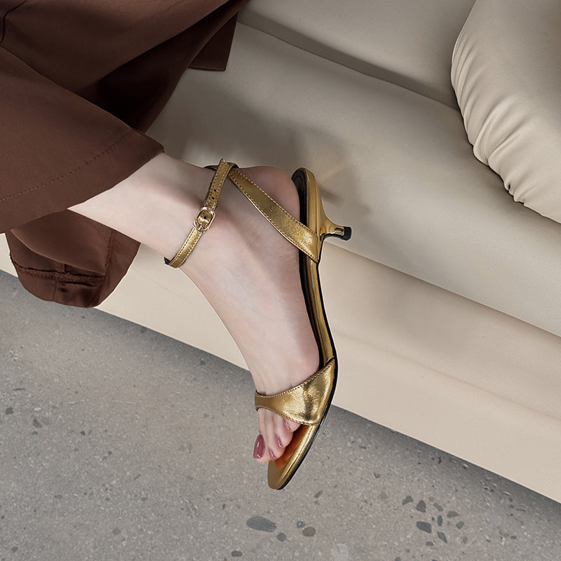 Women's Handmade Stylish Open Toe Kitten Heel Low Heeled Sandals