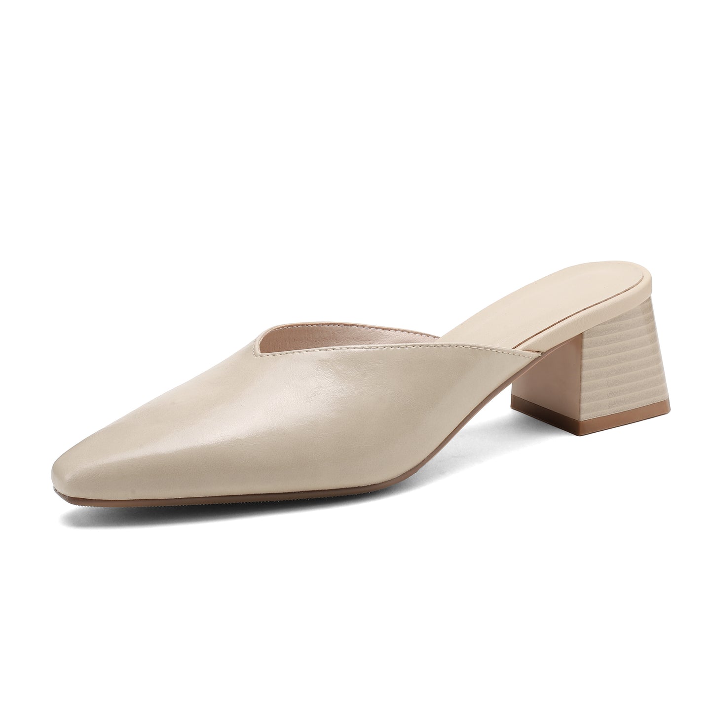 Women's Closed Toe Mid-Heel Block V Mule Shoes