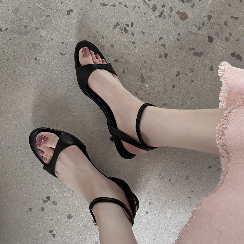 Women's Handmade Stylish Open Toe Kitten Heel Low Heeled Sandals