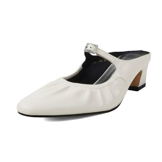 Women's Leather Pointed-toe Mules for Office Mid-heeled Stylish Sandals