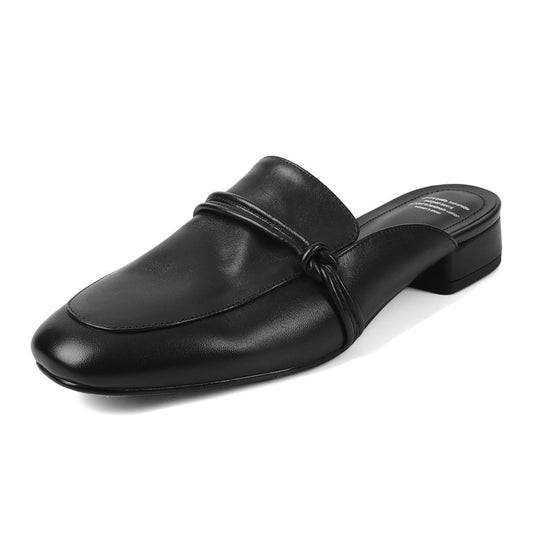 Women's Cloesed Toe Low Heels Leather Flat Mules For Office