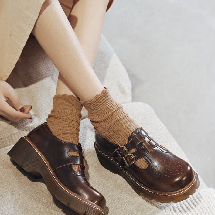 Womens Platform Japanese Retro Mary Janes Heels Shoes - RetroStep