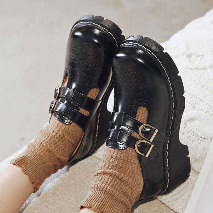Womens Platform Japanese Retro Mary Janes Heels Shoes - RetroStep