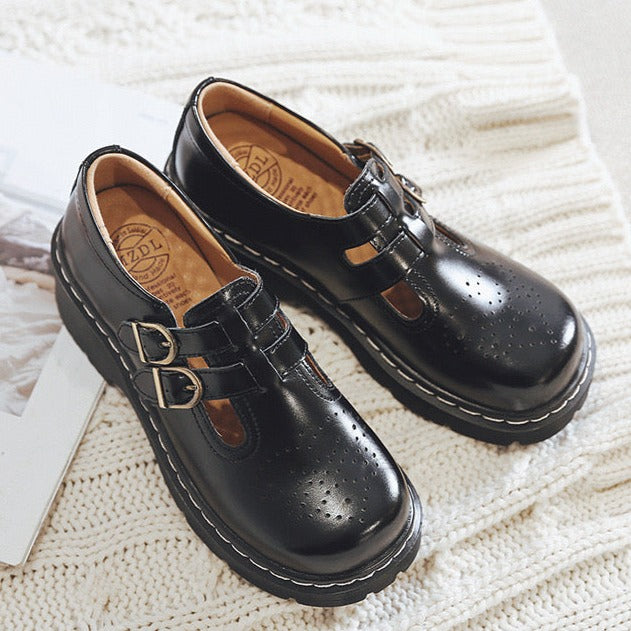 Womens Platform Japanese Retro Mary Janes Heels Shoes - RetroStep