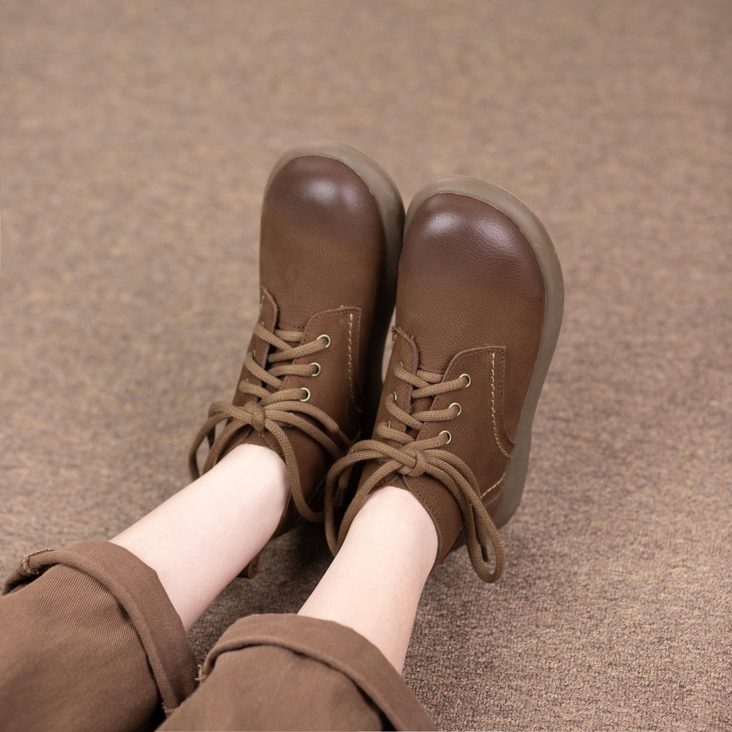 Women's Literary Leather Vintage Casual Lace-up Ankle Boots