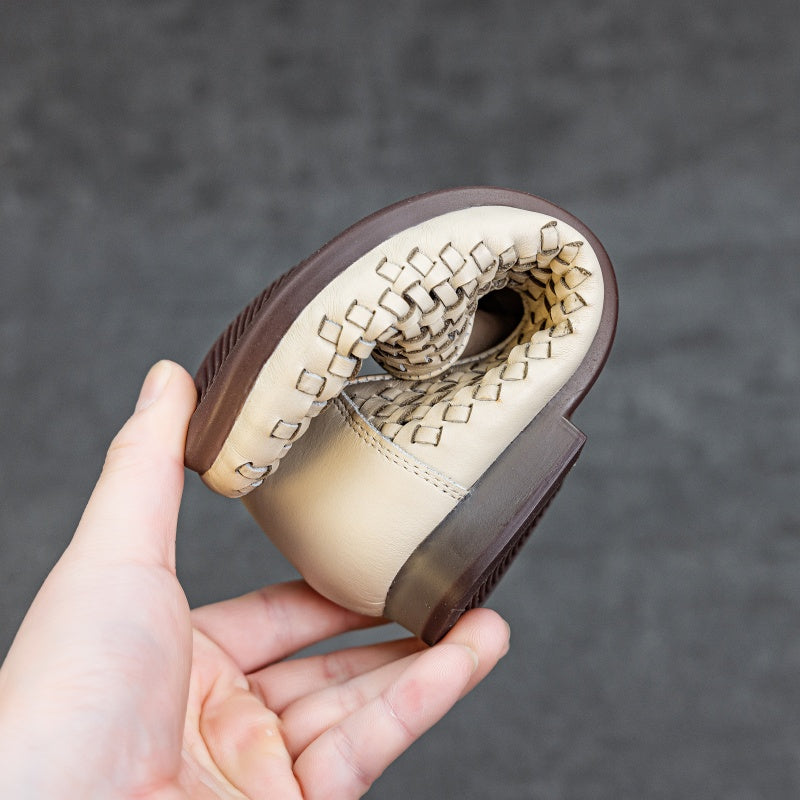 Women's Leather Woven Hollow Out Flat Sandals Glove Shoes