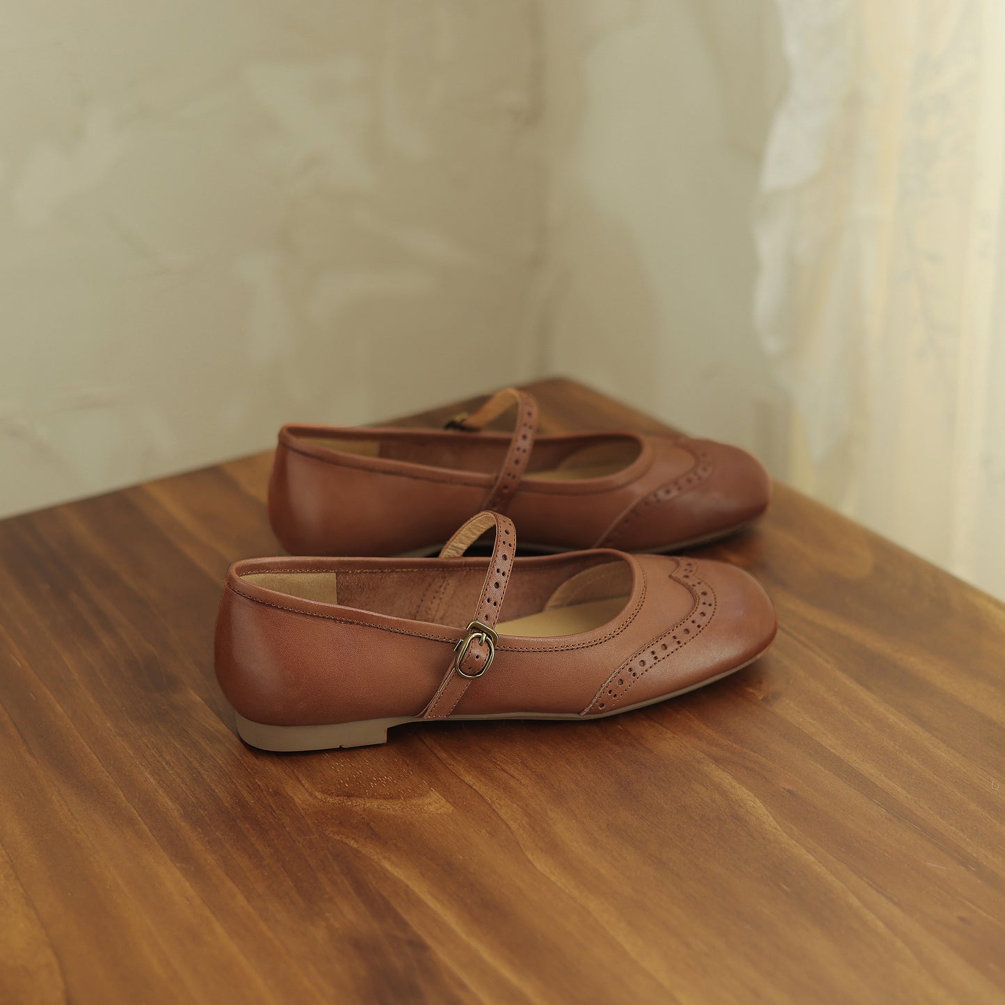 Women's Vintage Ballet Brogues Mary Jane Shoes Flat Leather - RetroStep