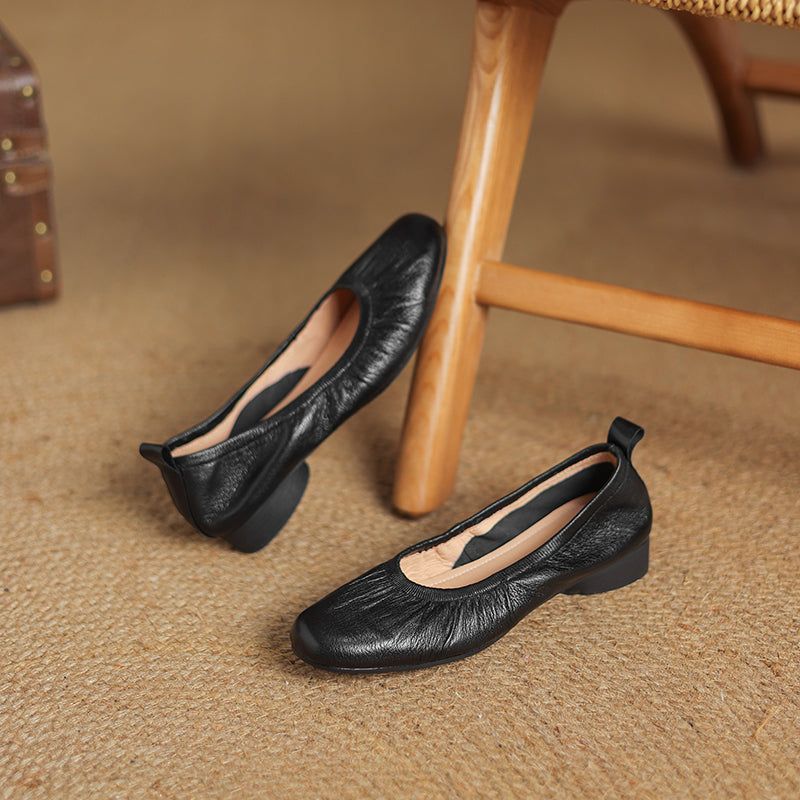 Elegant Soft Leather Ballet Shoes - Flexible Elasticized Flats Sheepskin Upper Classic Footwear