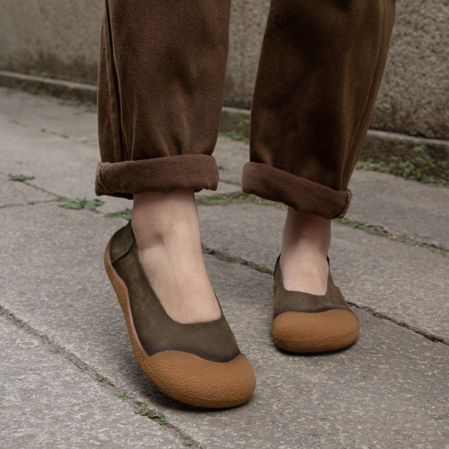 Women's Leather Casual Pull-On Glove Shoes