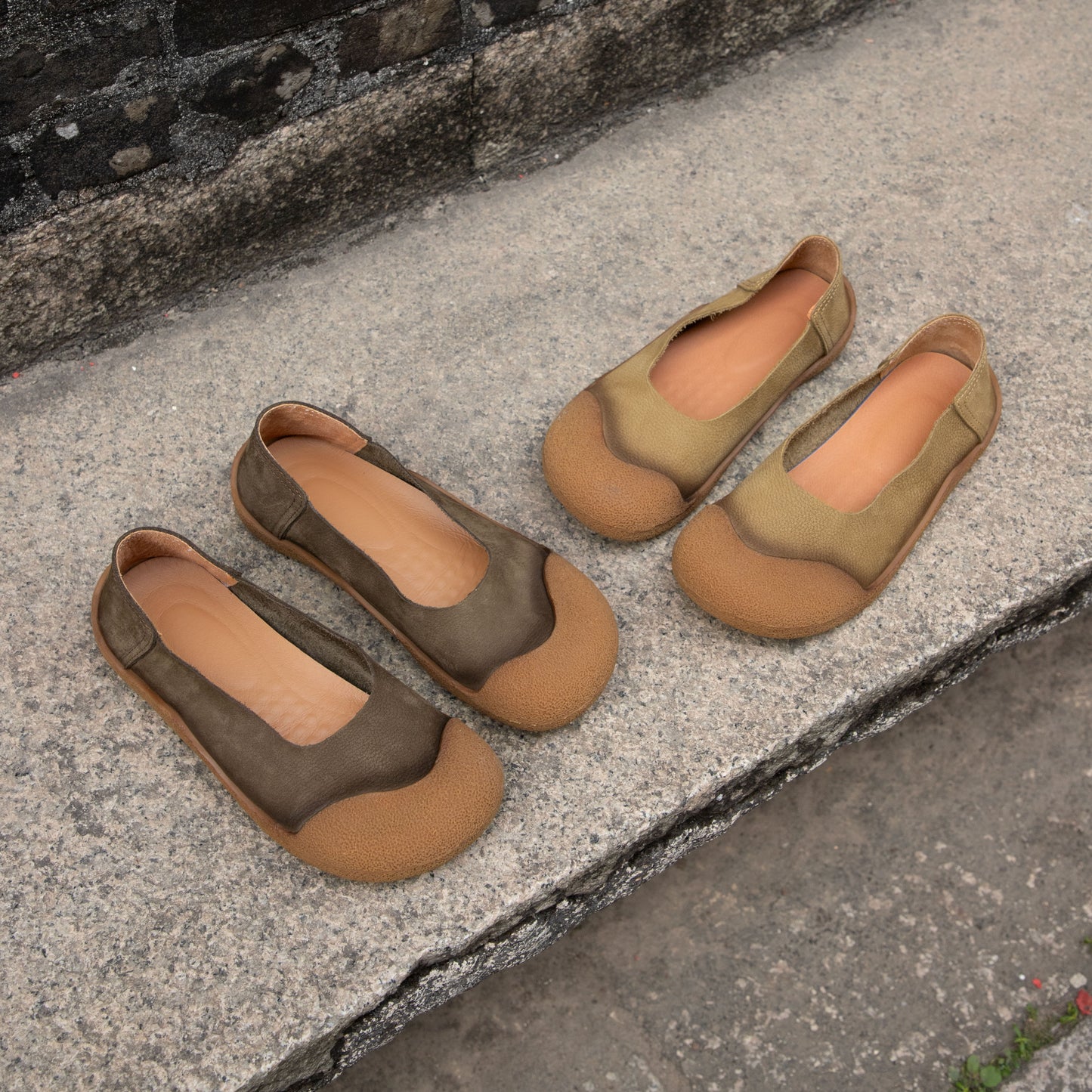 Women's Leather Casual Pull-On Glove Shoes