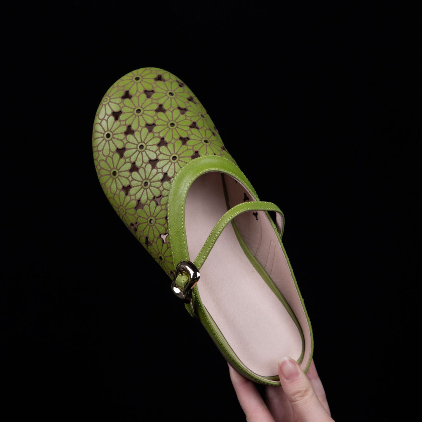 Women's Leather Summer Hollow Out Flat Sandals Mule Shoes