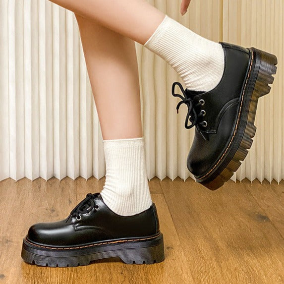 Women's Platform Lace-Up Oxfords – Non-Slip Loafers, Comfortable Everyday Shoes