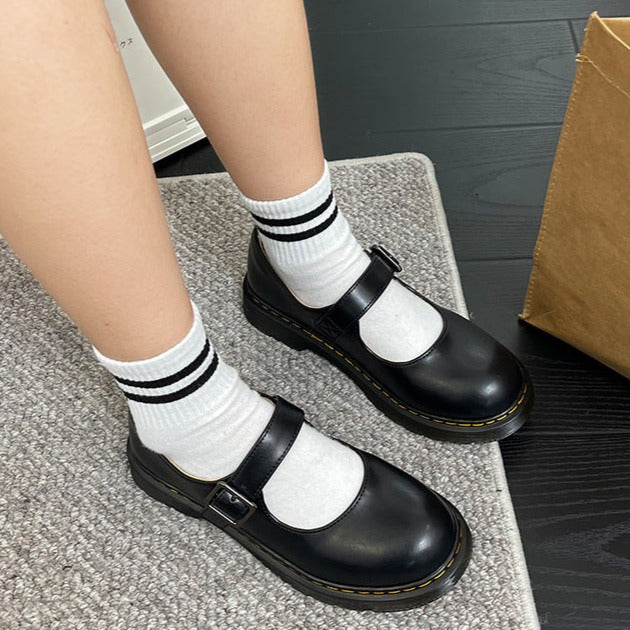 Women's Dark Brown Retro Mary Jane Leather Flats – Old-Fashioned School Shoes