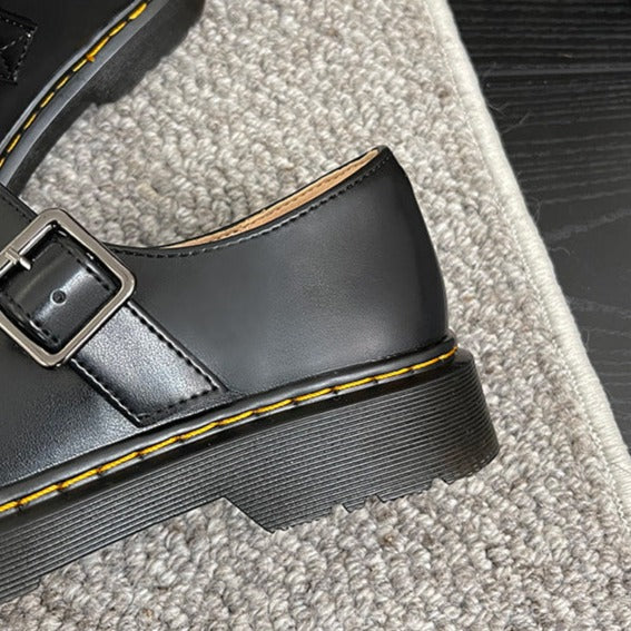 Women's Dark Brown Retro Mary Jane Leather Flats – Old-Fashioned School Shoes