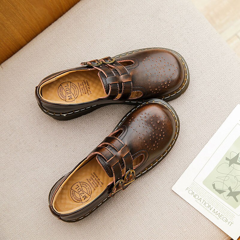 Womens Platform Japanese Retro Mary Janes Heels Shoes - RetroStep