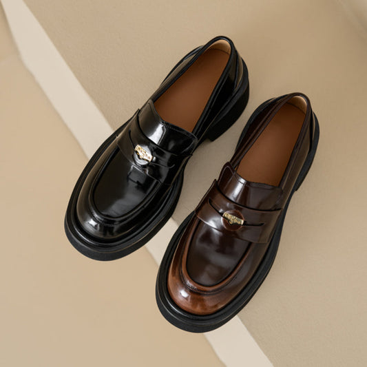 Women's Retro Penny Platform Chunky Loafers